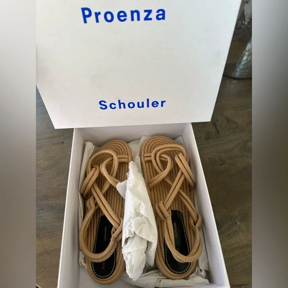 New $595 Proenza Schouler Cable Sandals Khaki Size 39 EU / 9 US New In Box - Picture 9 of 11